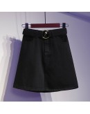 Plus Size 5XL  Short Mini Denim Skirt Women Summer High Waisted Red Black Jeans Skirt Female Belted Skirts Mujer Faldas