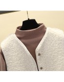 Women Long Vest Tops Sleeveless Winter Coat Gilet Femme   Jackets Faux Lamb Wool Thicken Chaleco Mujer Outerwear