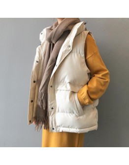 Winter Coat Sleeveless Jacket Women Vest Thicken Warm Cotton Padded Warm Plus Size  Stand Collar Vest Women Waistcoat