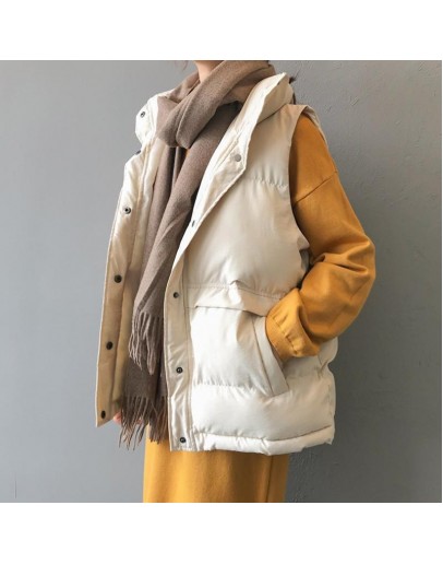 Winter Coat Sleeveless Jacket Women Vest Thicken Warm Cotton Padded Warm Plus Size  Stand Collar Vest Women Waistcoat