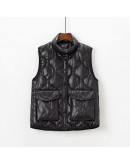 Winter Ladies  Down Cotton Vest Thick Cotton Puffer Vest Sleeveless Jacket Waistcoat Solid Keep Warm Top Chaleco Mujer