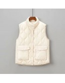 Winter Ladies  Down Cotton Vest Thick Cotton Puffer Vest Sleeveless Jacket Waistcoat Solid Keep Warm Top Chaleco Mujer