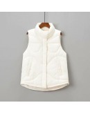  Winter Down Cotton Vest Women Short Loose Stand Collar Sleeveless Jacket Coat   Warm Waistcoat Chalecos Mujer