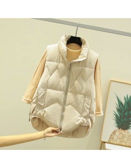 Irregular Winter coat women Stand Collar puff waistcoat vest women sleeveless jacket chaleco de mezclilla mujer bike vest