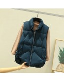 Irregular Winter coat women Stand Collar puff waistcoat vest women sleeveless jacket chaleco de mezclilla mujer bike vest