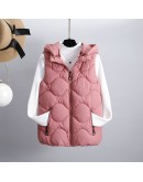  Casual Solid Color Women's Vest Cotton Hooded Thicken Down Coat Sleeveless Winter Vests For Women Buble Coat Plus Size 4XL