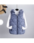  Casual Solid Color Women's Vest Cotton Hooded Thicken Down Coat Sleeveless Winter Vests For Women Buble Coat Plus Size 4XL