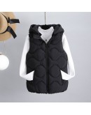  Casual Solid Color Women's Vest Cotton Hooded Thicken Down Coat Sleeveless Winter Vests For Women Buble Coat Plus Size 4XL