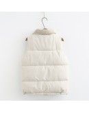 Winter Lamb Wool Collor Cotton Vest Women Short Sleeveless Buble Jacket Coat   Warm Waistcoat Outwear Clothes