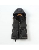 fall winter coat women vest jacket with hood and pockets Sashes tank top chaleco para mujer belted winter puffer coat for women