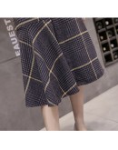  Autumn Winter Women Ruffles Plaid Skirts Womens  Asymmetrical Empire Steam Punk Skirt Mid-calf A-line Wool skirt