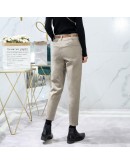  Winter Wool Pants women High Slim Waist Belted Harem Elegant Trousers Female Autumn Warm Women's Long Pants F201