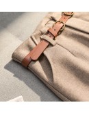  Winter Wool Pants women High Slim Waist Belted Harem Elegant Trousers Female Autumn Warm Women's Long Pants F201