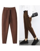 Autumn Winter Pants Warm Women Ankle Length Woolen Pant Thick High Waist Trousers Loose Work Lady Office Wear Harem Pants