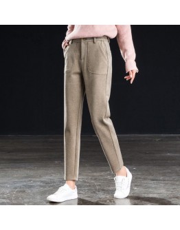 Fall Harem Pants Women  Style Ankle Length Woolen Pants High Waist Casual Work Office Trousers Mujer Pantalones Femme