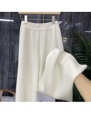 Cotton soft knit wide-leg pants women's high-waist spring autumn  loose straight casual sports pants winter trousers