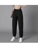 Women Plus Size 3XL Casual Duck Lightweight Down Cotton Pants Classic High Waisted Trousers Female Slimming Long Warm Pants