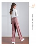 Long Wide Leg Corduroy Pants Women's Autumn Winter Thick Warm Fleece Trousers High Waisted Pink Pantalones De Mujer Plus Size