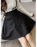  Tweed Woolen Skirt for Women High Waisted Fall Winter A-line Short Mini Skirts   Booty Mujer Faldas