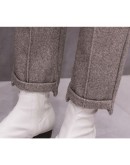  Woolen Harem Pants Women Autumn Winter Thick Wool Radish Pants Winter Women Straight Pant Loose Trousers Capris