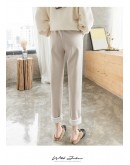 Autumn Winter Woolen Harem Pants Women Casual Radish Pants  Female High Elastic Waist Loose Trousers Capris Soft