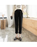 Autumn Winter Woolen Harem Pants Women Casual Radish Pants  Female High Elastic Waist Loose Trousers Capris Soft