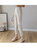 Winter Thick Wool Harem Pants women Autumn Oatmeal Plus Size Carrot Pants Post Office Loose Casual Straight Suit Trousers