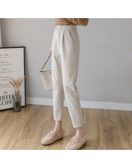 Winter Thick Wool Harem Pants women Autumn Oatmeal Plus Size Carrot Pants Post Office Loose Casual Straight Suit Trousers