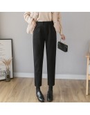 Winter Thick Wool Harem Pants women Autumn Oatmeal Plus Size Carrot Pants Post Office Loose Casual Straight Suit Trousers