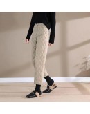 Winter Plus Size 3XL Casual Lightweight Down Cotton Pants Classic High Waisted Trousers Female Slimming Velvet Long Warm Pants