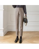 Herringbone Pattern Harem Pants Women  Autumn Winter High Waisted Woolen Suit Pants Loose Casual Pipe Office Trousers