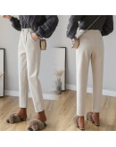 Autumn Winter Woolen Pants High Waisted Loose Harem Trousers High  Solid Pantalones de Mujer Ankle Length Pants