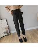 Autumn Winter Woolen Pants High Waisted Loose Harem Trousers High  Solid Pantalones de Mujer Ankle Length Pants