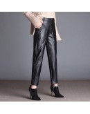 Autumn Winter Fleece Faux PU Leather Pants Classic Casual High Waist Black Motor Trousers Mujer Pantalone Mujer Plus Size