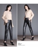 Autumn Winter Fleece Faux PU Leather Pants Classic Casual High Waist Black Motor Trousers Mujer Pantalone Mujer Plus Size