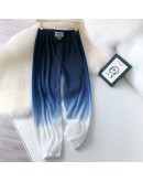 able Summer Gradient Pleated Long Harem Pants Women's High Elastic Waist Loose Chic Female Tie Feets Trouses Gothic