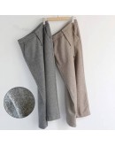 Woolen Harem Pants Women Autumn Winter High Waist Thicken Warm Herringbone Trousers Female Streetwear Pantalones Mujer