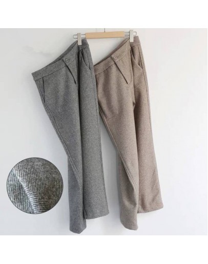 Woolen Harem Pants Women Autumn Winter High Waist Thicken Warm Herringbone Trousers Female Streetwear Pantalones Mujer