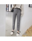 Woolen Harem Pants Women Autumn Winter High Waist Thicken Warm Herringbone Trousers Female Streetwear Pantalones Mujer