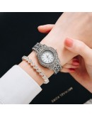  Ladies Watch Bracelet Rose Gold Elegant Full Diamond Women Watches  Casual Rhinestone 2pcs Set Bracelet Clock Gift