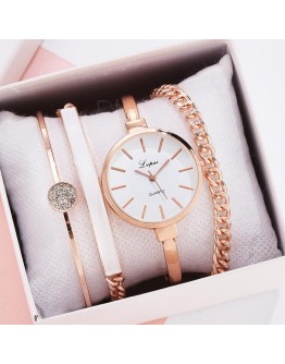 Lvpai  4pcs Set Women Bracelet Watches  Women Dress Ladies Wrist Watch  Rose Gold Quartz Watch Set Dropshiping