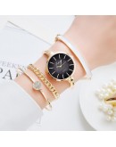 Lvpai  4pcs Set Women Bracelet Watches  Women Dress Ladies Wrist Watch  Rose Gold Quartz Watch Set Dropshiping