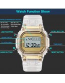  Men Women Watches Gold Casual Transparent Digital Sport Watch Lover's Gift Clock Waterproof Children Kid's Wristwatch