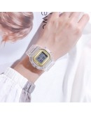  Men Women Watches Gold Casual Transparent Digital Sport Watch Lover's Gift Clock Waterproof Children Kid's Wristwatch