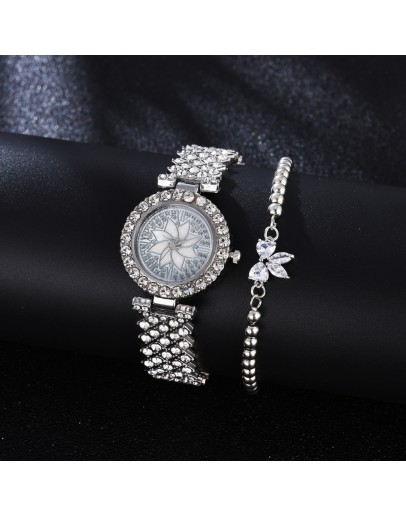  Watch For Women  Diamond Flower Rhinestone Watch Ladies Quartz Wrist Watch Bracelet Set Reloj Mujer Dropshipping