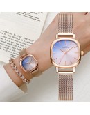  2pcs Set Watch For Women Rose Gold Rhinestone Bracelet Watch Casual Ladies Quartz Wristwatches Female Clock Reloj Mujer