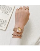  2pcs Set Watch For Women Rose Gold Rhinestone Bracelet Watch Casual Ladies Quartz Wristwatches Female Clock Reloj Mujer