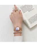  2pcs Set Watch For Women Rose Gold Rhinestone Bracelet Watch Casual Ladies Quartz Wristwatches Female Clock Reloj Mujer