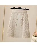 Autumn Winter Knitted Skirt for Women High Waisted Double Breasted Short Mini Sweater Skirts Good  Straight Faldas Mujer