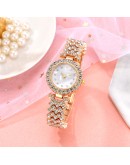  Women Gold Watch  Ladies Quartz Full Diamond Wristwatch Elegant Female Bracelet Watches Gifts 2pcs Set Reloj Mujer